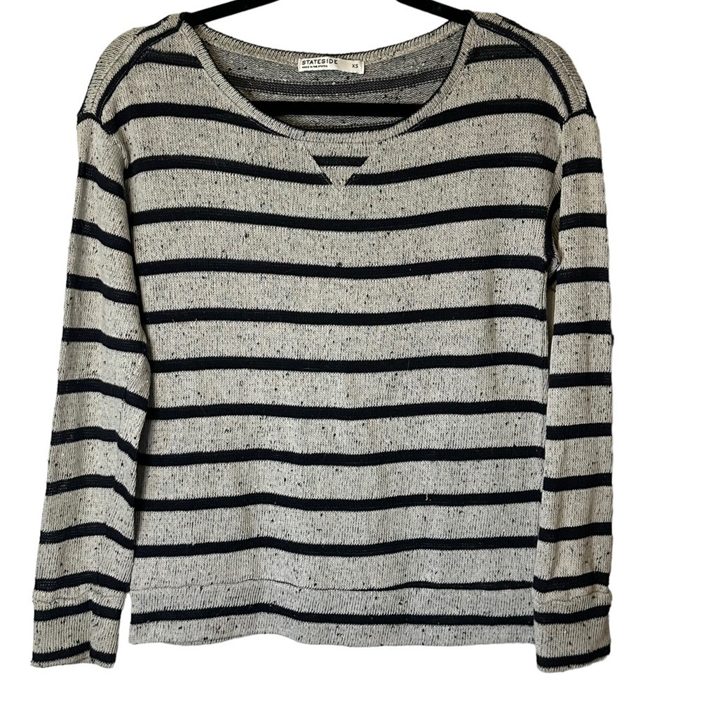 Stateside Black Gray Marled Knit Pullover Sweater Size XS